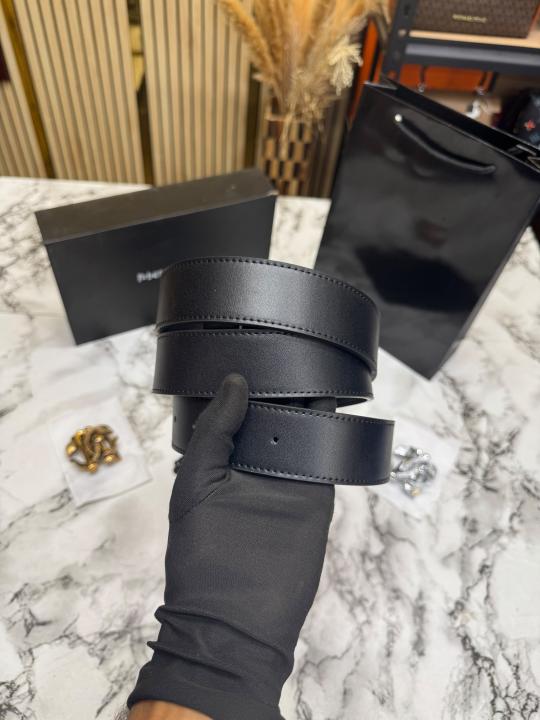 Roberto Cavalli Snake Logo Black Leather Belt Combo With Box And Dust Bag Including Carry Bag