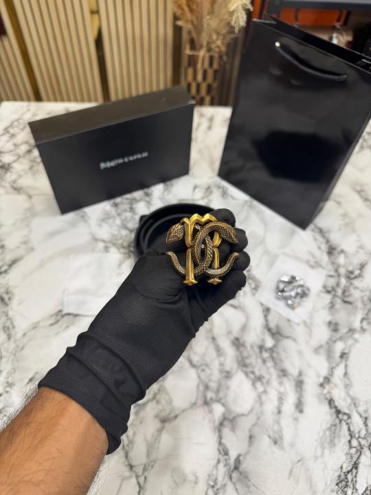Roberto Cavalli Snake Logo Black Leather Belt Combo With Box And Dust Bag Including Carry Bag