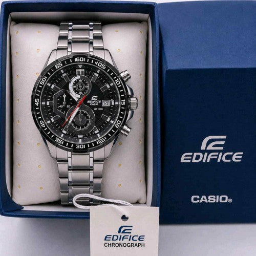 EDIFICE CASIO BLACK SILVER DIAL F289