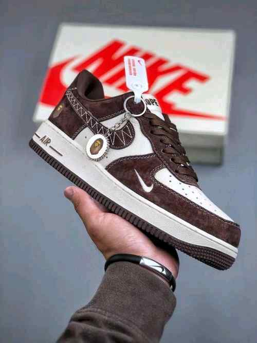 Bape x Nikkee Airforce 1 Beige Brown 1st Leather