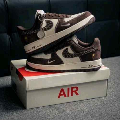 Bape x Nikkee Airforce 1 Beige Brown 1st Leather