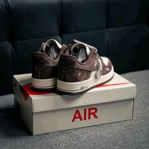 Bape x Nikkee Airforce 1 Beige Brown 1st Leather