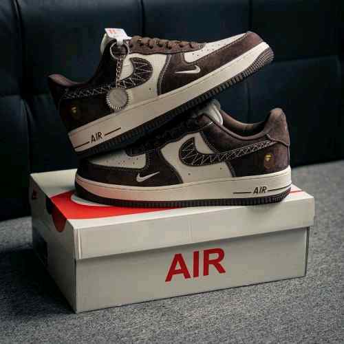 Bape x Nikkee Airforce 1 Beige Brown 1st Leather