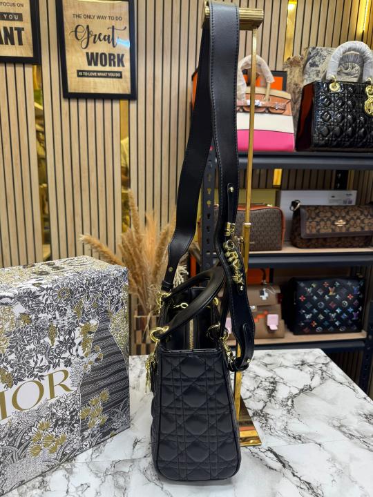 Christian Dio Medium Cannage Lady Handbag With Box And Dust Bag (Black) 2305
