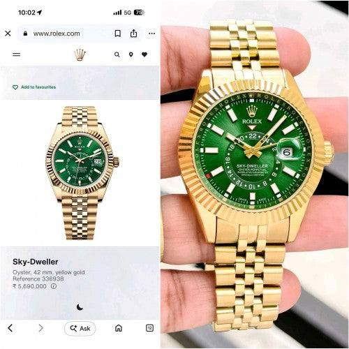 ROLLEX_SKY DWELLER Golden green Japan AAA F278
