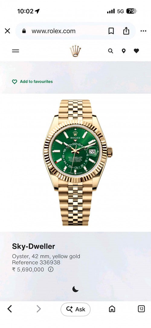 ROLLEX_SKY DWELLER Golden green Japan AAA F278