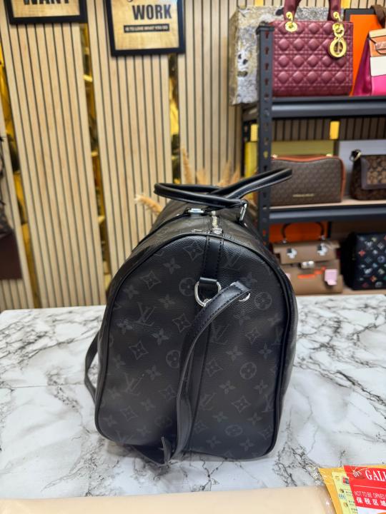 Loui Vuitton Keep All Bandouliere Monogram Duffle Bag With Dust Bag (Black)