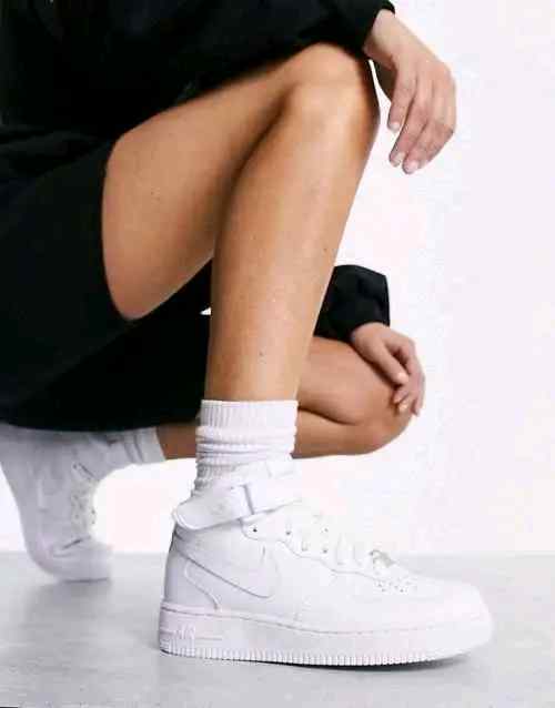 airforce long mid LEATHER WHITE
