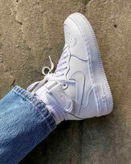 airforce long mid LEATHER WHITE