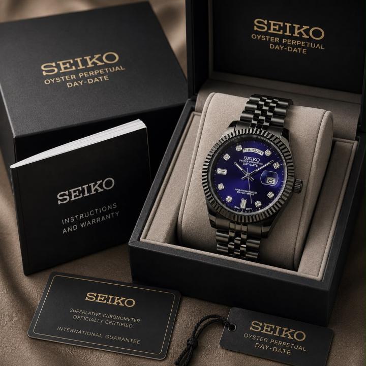 Seiko Oyster Perpetual Mod Day-Date Black Chain Blue Dial