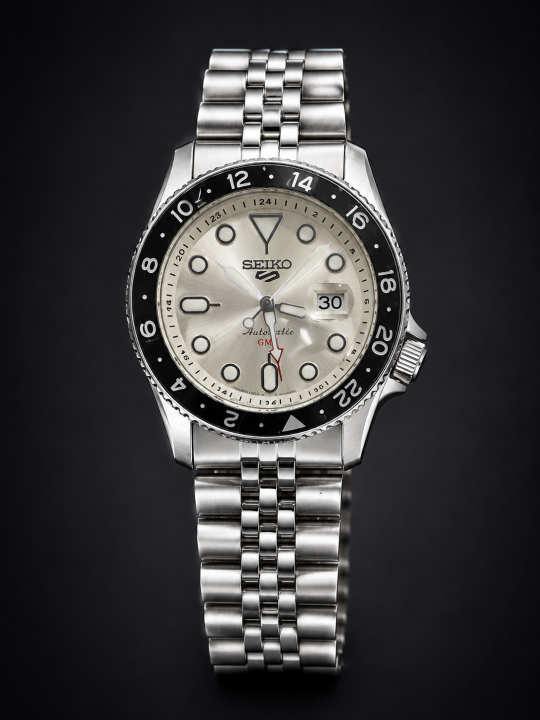 SEIK O 5 SPORTS GMT MOVEMENT LIKE AUTO OG LOCK SILVER WHITE 880