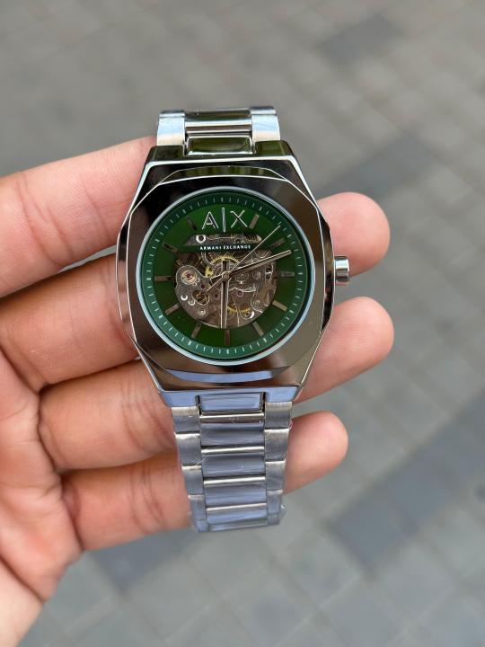 Armaanii Exchange Silver Green Automatic Watch