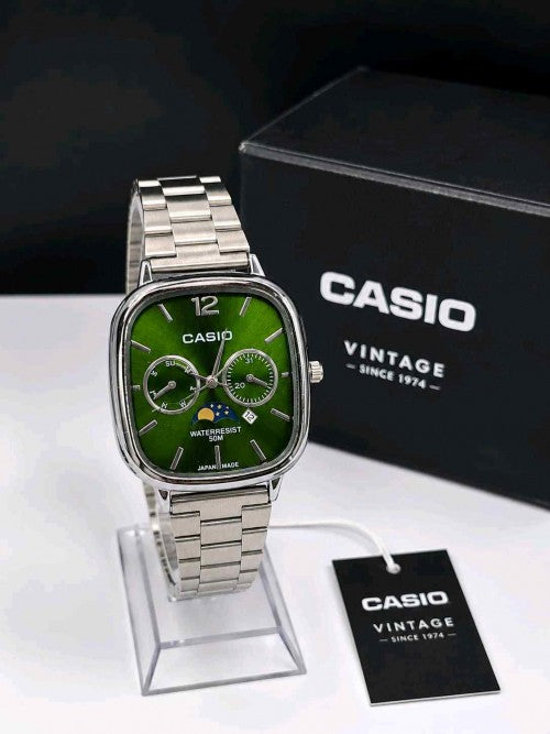 Casio vintage Oval silver green F29