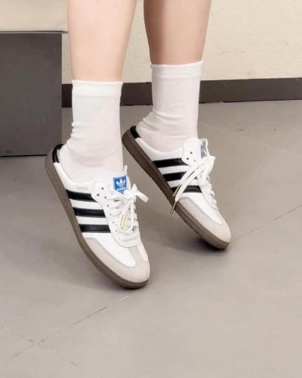 Adidaas Samba Mule White Black For women 669