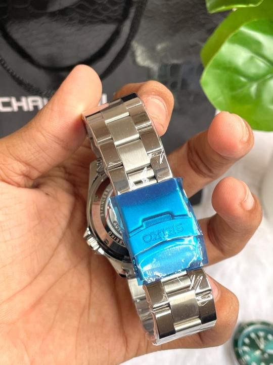 Seiko 5 Sports Day Date Open Back Silver Green AT458