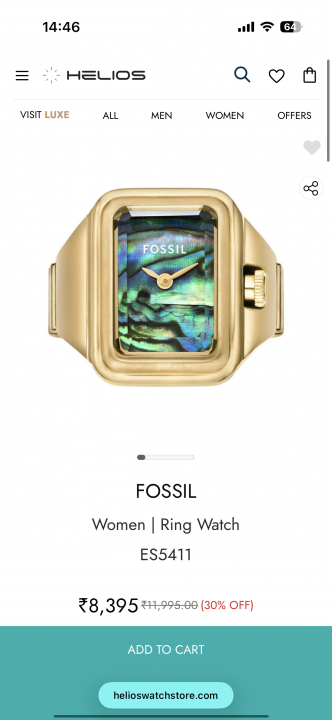 FOSSIIL RAQUEL RING WATCH UNISEX R-10