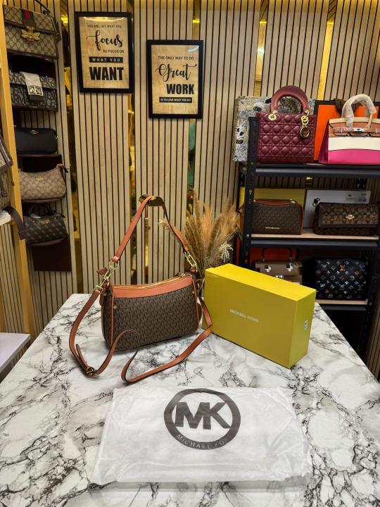 Michael kor Jet Set Logo Crossbody Shoulder Bag With Box And Dust Bag (Brown)