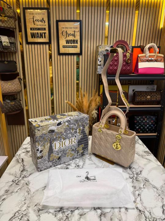 Christian Dio Medium lady Glossy Handbag With Box And Dust Ba RICOT) 1809