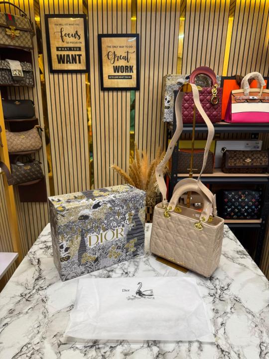 Christian Dio Medium lady Glossy Handbag With Box And Dust Ba RICOT) 1809