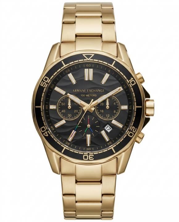 Armaani Exchange 100 Meters Golden Black Dial