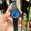 Fossiil Bannon Back Open Blue Dial Black Silicone Strap