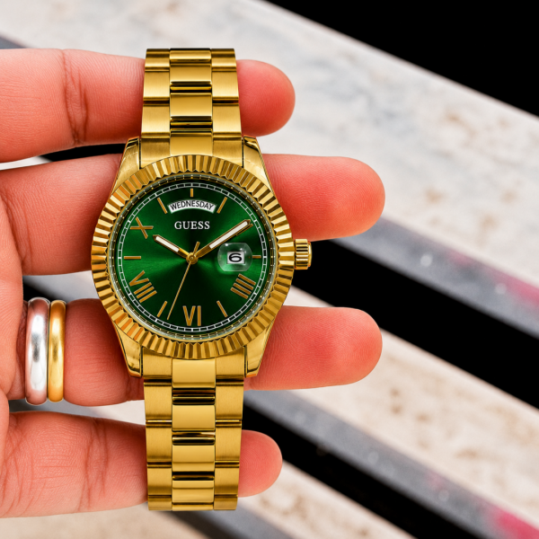 Gues s Day Date Men Gold Green