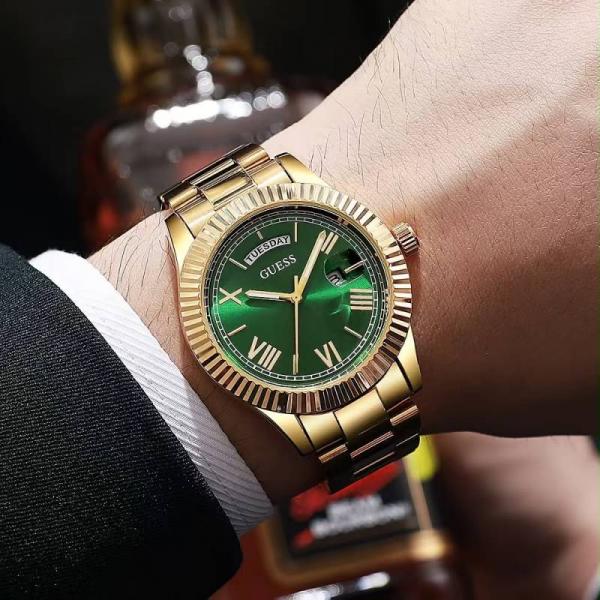 Gues s Day Date Men Gold Green