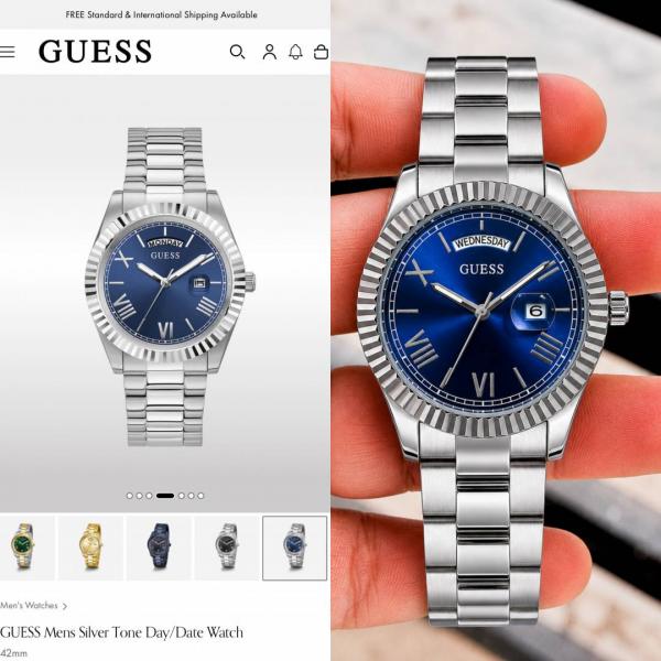 Gues s Day Date Men Silver Blue