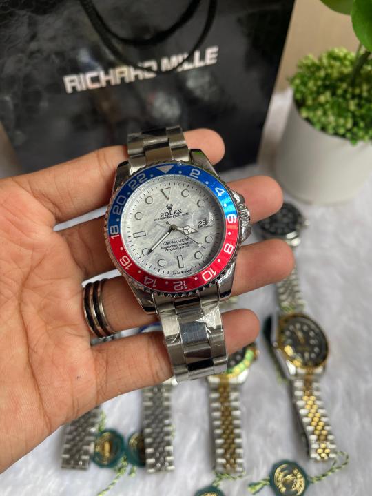 ROLEEX GMT MASTER 2 SILVER RED BLUE WHITE DIAL AT462