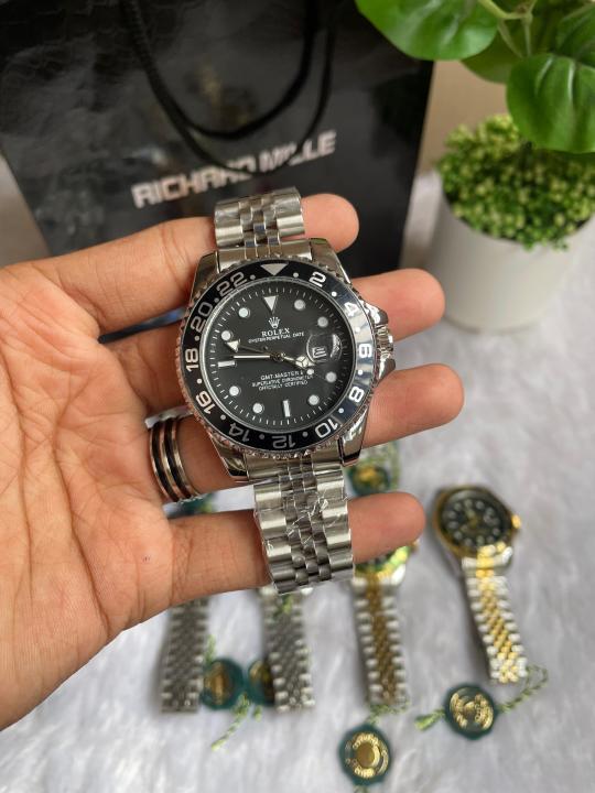 ROLEEX GMT MASTER 2 SILVER BLACK DIAL AT462