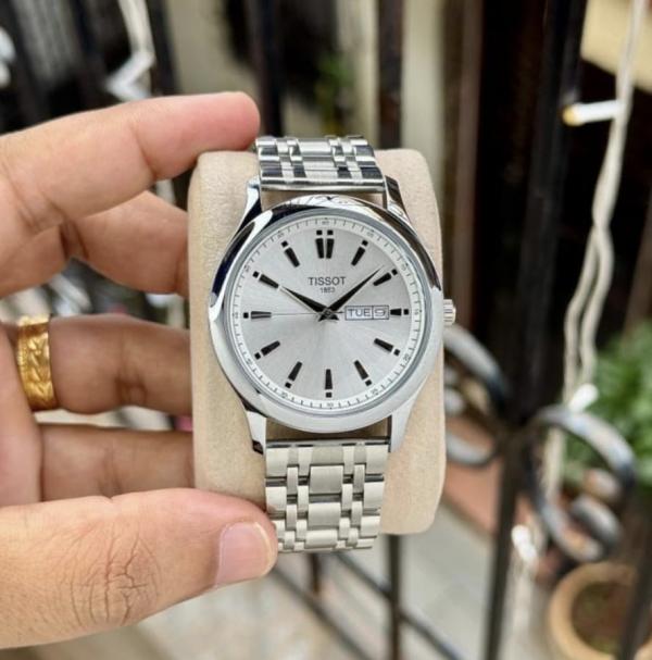 Tissoot 1853 Day-Date Lemon Silver Chain White Dial