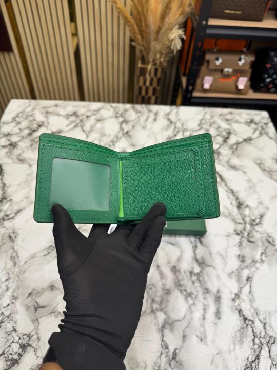 Goyar Signature Chevron Compact Wallet With Box And Dust Bag (Green)