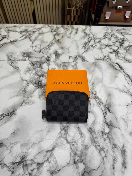 Loui Vuitton LV Damier Azur Mini Zip Wallet (Black Check) (60067)
