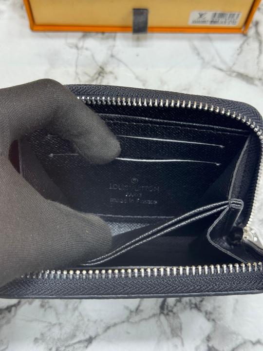 Loui Vuitton LV Damier Azur Mini Zip Wallet (Black Check) (60067)
