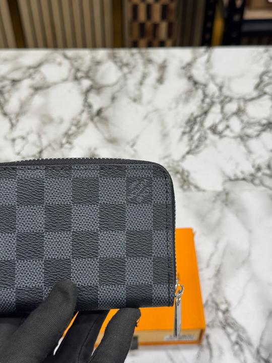 Loui Vuitton LV Damier Azur Mini Zip Wallet (Black Check) (60067)
