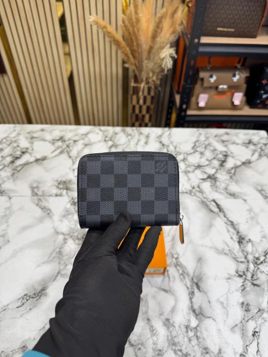 Loui Vuitton LV Damier Azur Mini Zip Wallet (Black Check) (60067)