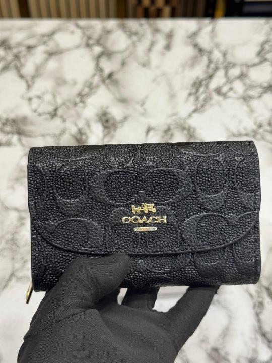 Coac three fold embossed wallet with box (aaa61302 black)