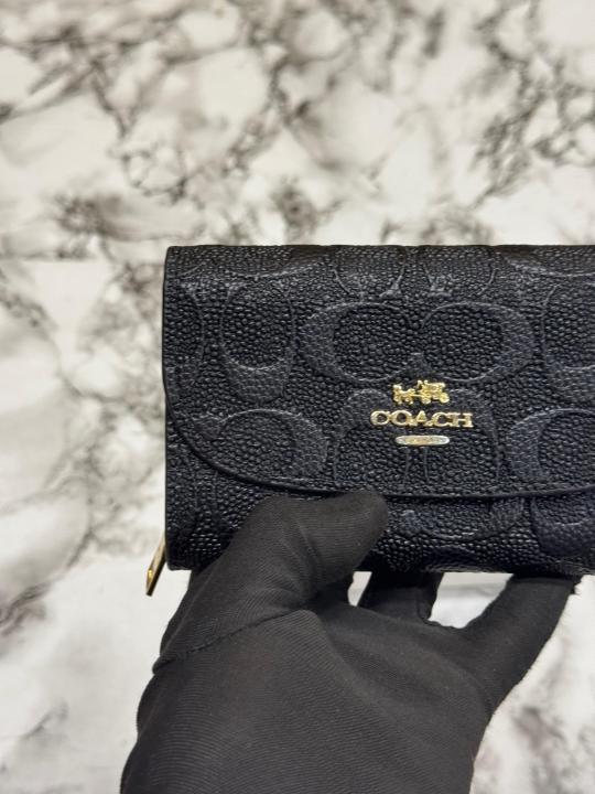 Coac three fold embossed wallet with box (aaa61302 black)