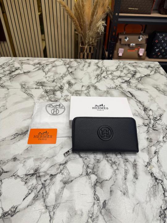 Herme H Textured Leather Long Zipper Wallet With Box (LD07)