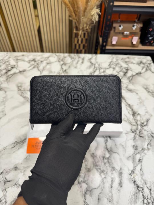 Herme H Textured Leather Long Zipper Wallet With Box (LD07)