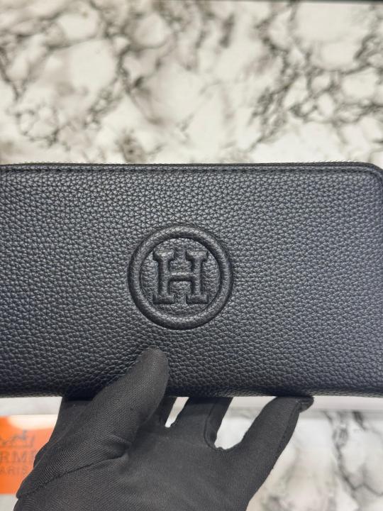 Herme H Textured Leather Long Zipper Wallet With Box (LD07)