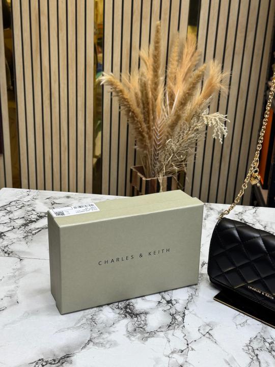 Charle & Keith Quilted Shoulder Bag With Box (Black)