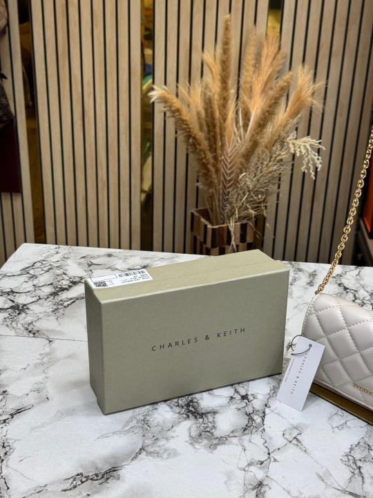 Charle & Keith Quilted Shoulder Bag With Box (White)
