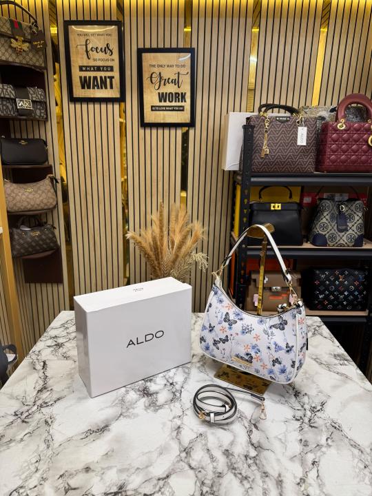 ALD Butterfly Printed Hobo Shoulder Bag With Box (7701) (Blue Flower)