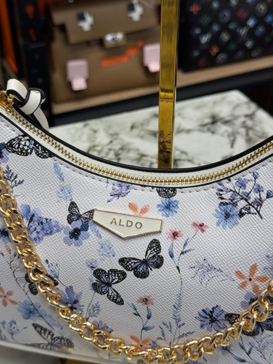 ALD Butterfly Printed Hobo Shoulder Bag With Box (7701) (Blue Flower)