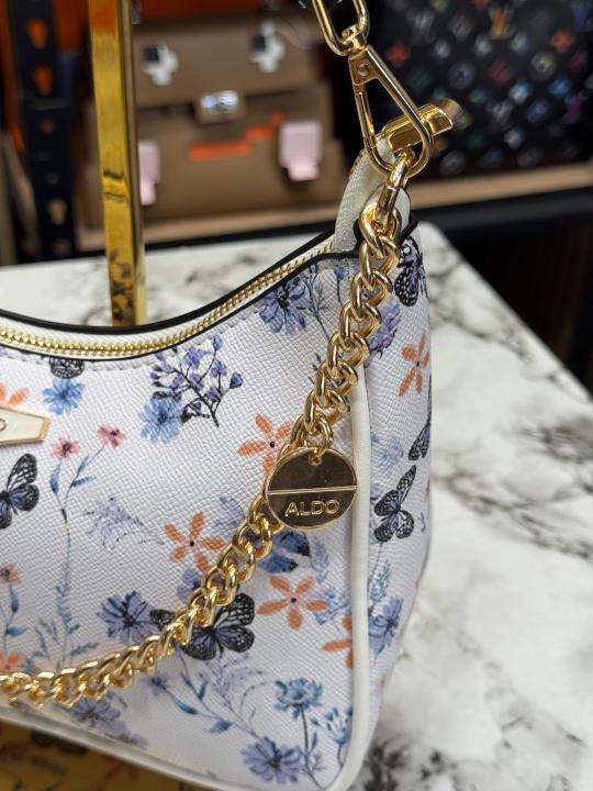 ALD Butterfly Printed Hobo Shoulder Bag With Box (7701) (Blue Flower)