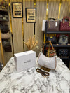 ALD Maricar White Geometrical Monogram Shoulder Bag With Box (7701)
