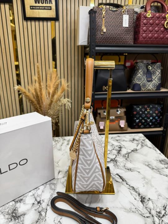 ALD Maricar White Geometrical Monogram Shoulder Bag With Box (7701)