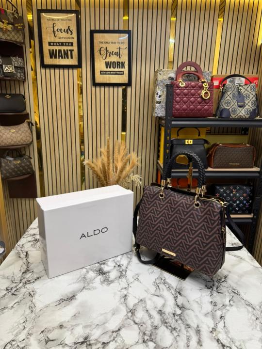 ALD Eile Brown Geometrical Monogram Handbag With Box (7703)