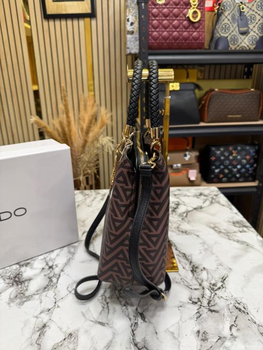 ALD Eile Brown Geometrical Monogram Handbag With Box (7703)